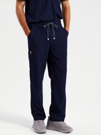 Cargo Stretch Hose Herren in Dunkelblau mit Seitentaschen und Kordelzug für den Berufsalltag